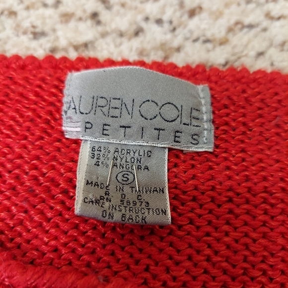VTG Lauren Cole Knit Sweater Womens PS Red Black White Color Block Angora 80’s - Picture 2 of 11